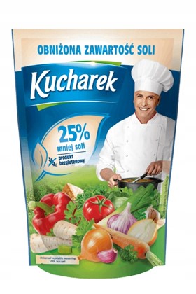 Kucharek Przyprawa do potraw 25% mniej soli 150g